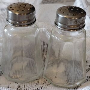 Glass Salt and Pepper Shaker Set with Silver Lids
